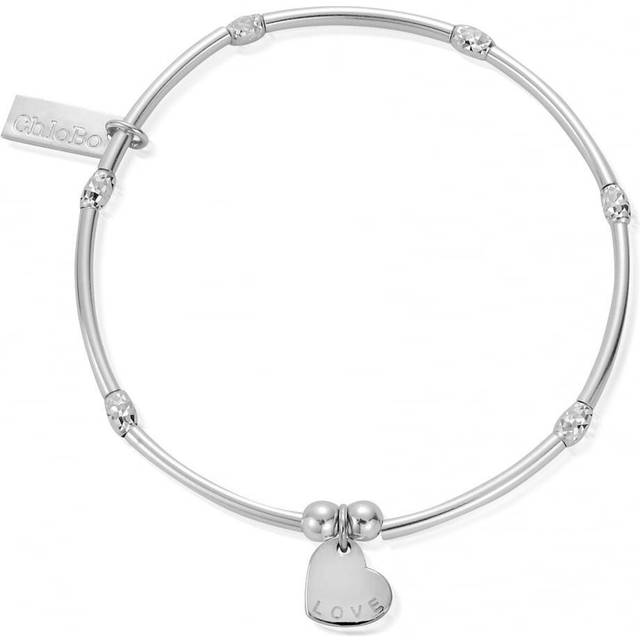 ChloBo Silver Mini Sparkle Heart Bracelet - 18cm