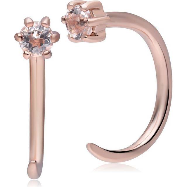 Morganite Pull Through Hoop Earrings in 9ct Rose Gold
