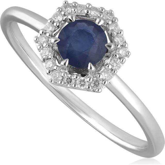9ct White Gold 0.92ct Sapphire & Diamonds Halo Ring