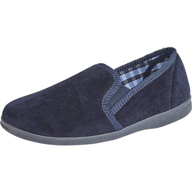 (6 UK, Black) Sleepers Mens Wilson Velour Slippers