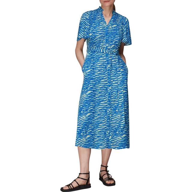Womens Seafoam Zebra Midi Dress Animal Print - Blue - 6