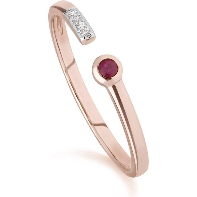 Contemporary ruby & diamond open ring in 9ct rose gold