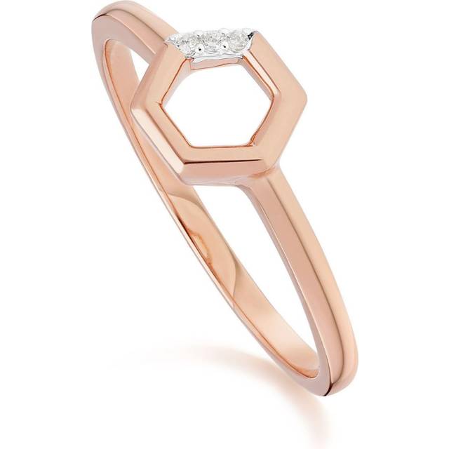 Diamond Hexagon Open Ring in 9ct Rose Gold