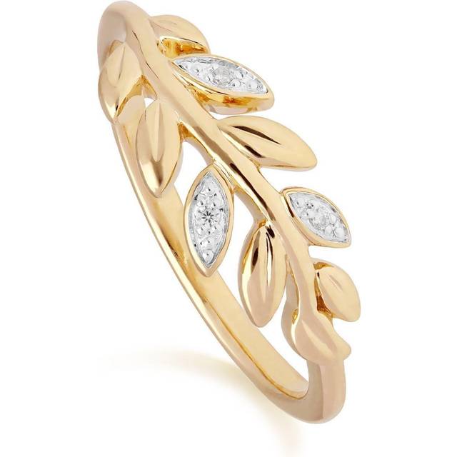 O Leaf Diamond Olive Branch Ring in 9ct White Gold