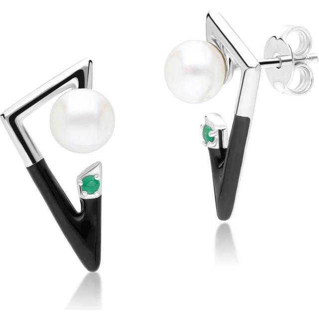 Grand deco emerald & pearl retro earrings