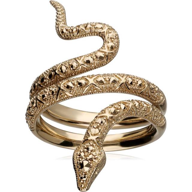 Art Nouveau Marcasite Snake Wrap Ring in 18ct Gold Plated Silver
