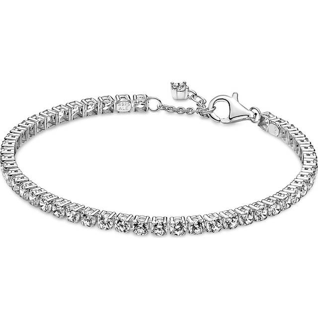 PANDORA Moments Funkelndes Tennisarmband mit Karabiner-verschluss in Sterling Silber, kompatibel mit Ringen aus der Moments Kollektion, Größe: 16cm
