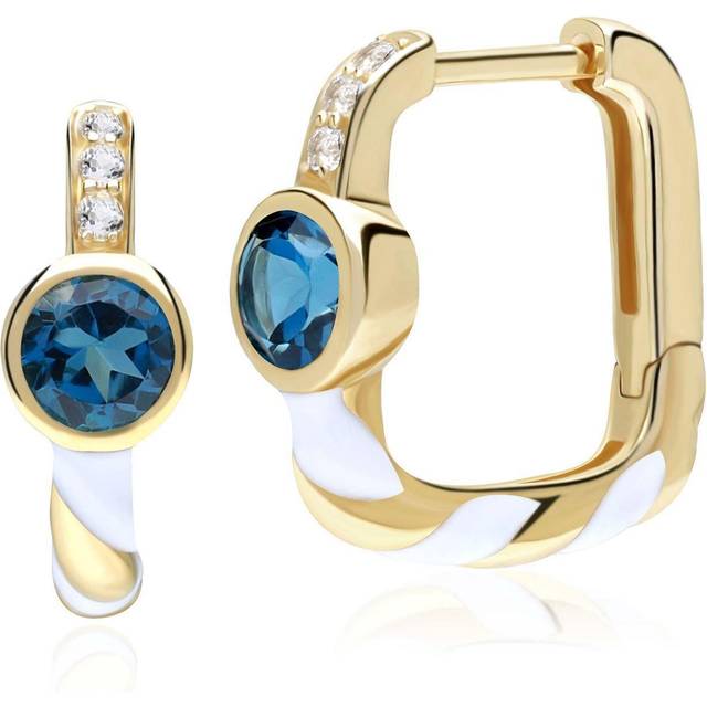 Siberian Waltz London Blue Topaz Square Hoop Earrings in 9ct Gold