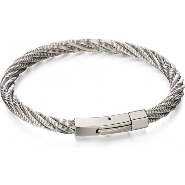 Fred Bennett Stainless Steel Twisted Cable Bracelet B5053 - Silver