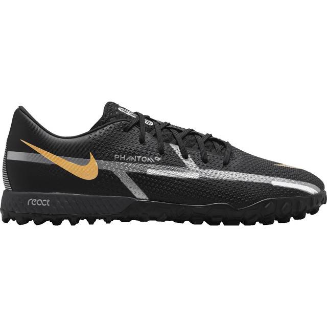 Nike Unisex Phantom Gt2 Pro Tf sneakers, Svart Mtlc Dark Grey metallic guld, 45 EU