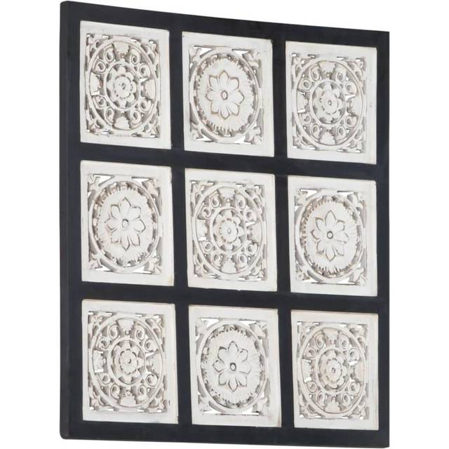 vidaXL Hand-Carved Wall Panel MDF 60x60x1.5 cm Black and White