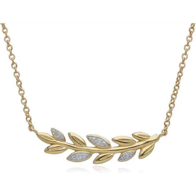 O Leaf Diamond Necklace in 9ct Yellow Gold