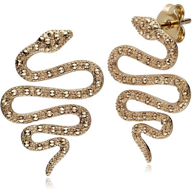 Art Nouveau Marcasite Snake Wrap Earrings in 18ct Gold Plated Silver