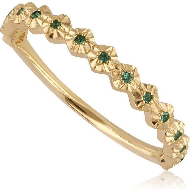 Half Eternity Emerald Band Ring In 9ct Yellow Gold