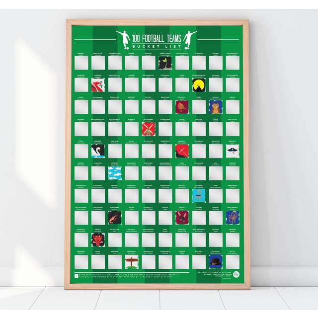 100 Football Teams Scratch Off Bucket List Poster - Bucket List Gift - An Interactive And Engaging Poster For Different Themes And Tasks