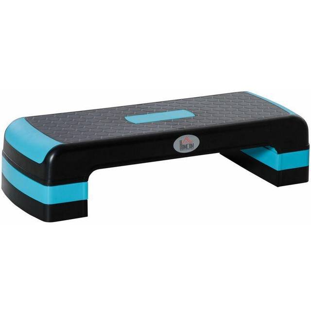 HOMCOM Aerobic Step Height Adjustable Exercise Stepper - Black and Blue