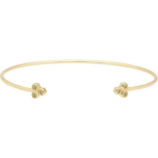 Peridot Trilogy Geometric Bangle in 9ct White Gold - Green