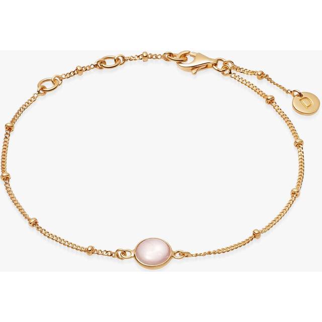 Rose Quartz Healing Stone Bobble 18ct Gold Plate Bracelet HBR1005_GP