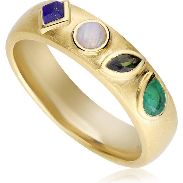 Coded Whispers Brushed Gold 'Love' Acrostic Gemstone Ring