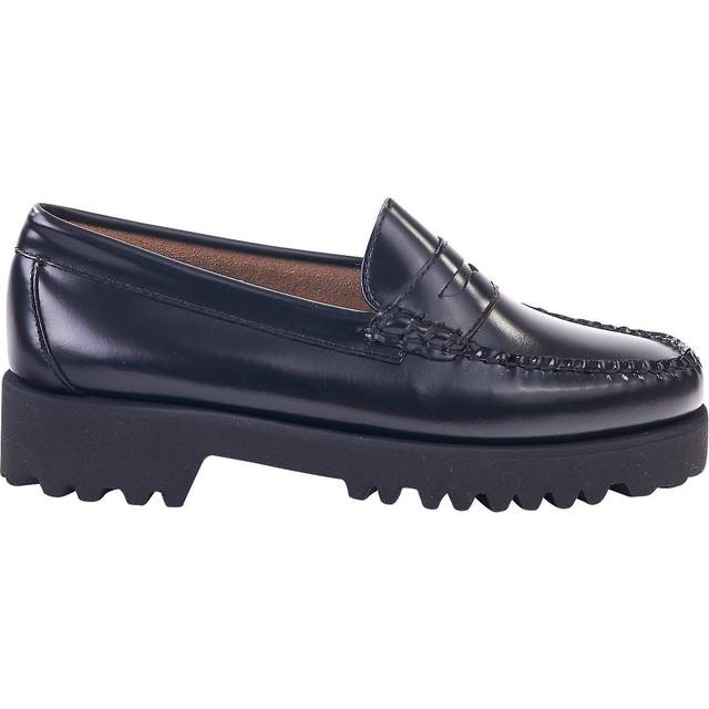 G. H Bass Womens Weejuns 90s Penny Loafers Black Leather, 5