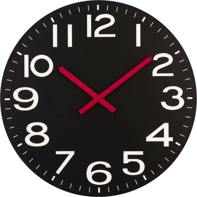 Premier Housewares - Black mdf and White Numbers Wall Clock