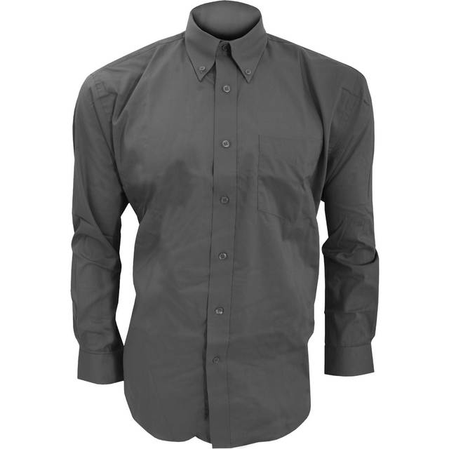 (15.5inch, Charcoal) Kustom Kit Mens Long Sleeve Corporate Oxford Shirt