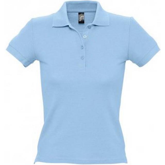 (L, Sky Blue) SOLS Womens/Ladies People Pique Short Sleeve Cotton Polo Shirt