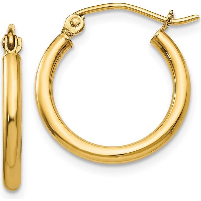 Quality Gold T1124 2 x 17 mm 14K Yellow Gold Polished Round Hoop Earrings, Pair