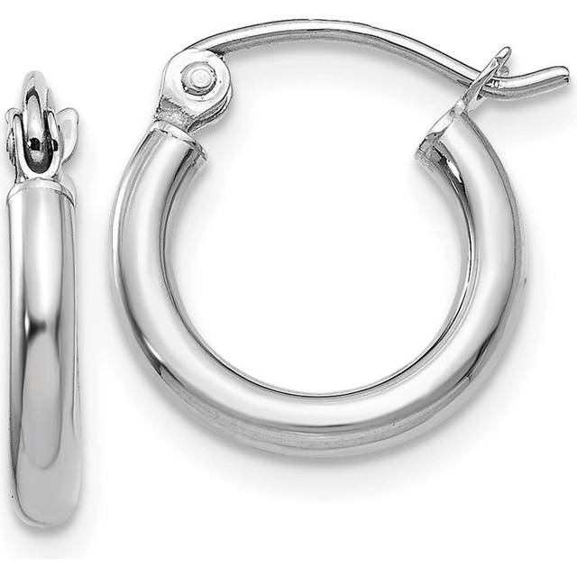Quality Gold T830L 2 x 13 mm 14K White Gold Lightweight Hoop Earrings, Pair