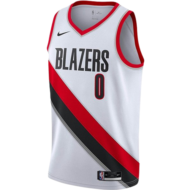 NBA Men's Nike Damian Lillard Portland Trail Blazers SW Jersey White CW3607-106