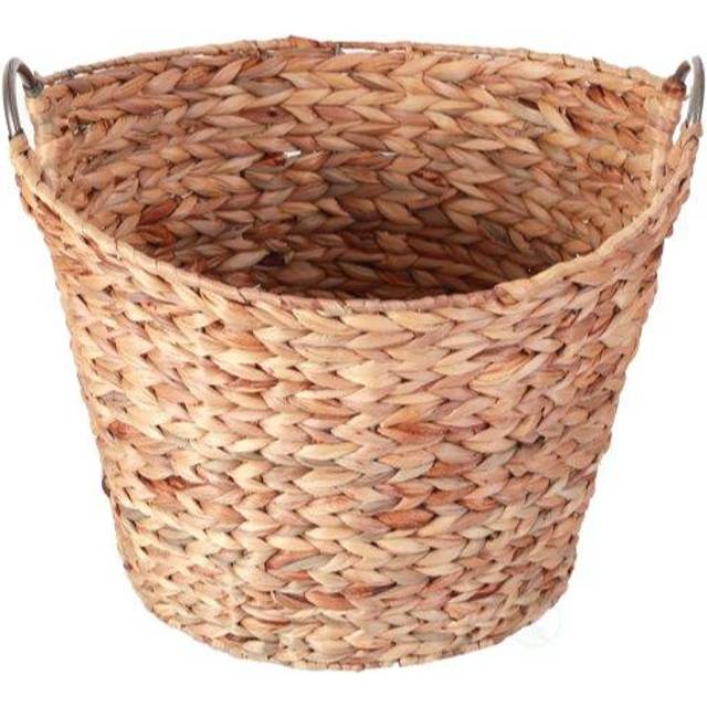 Vintiquewise QI003364.L 14 x 17 x 16 in. Large Round Water Hyacinth Wicker Laundry Basket, Brown
