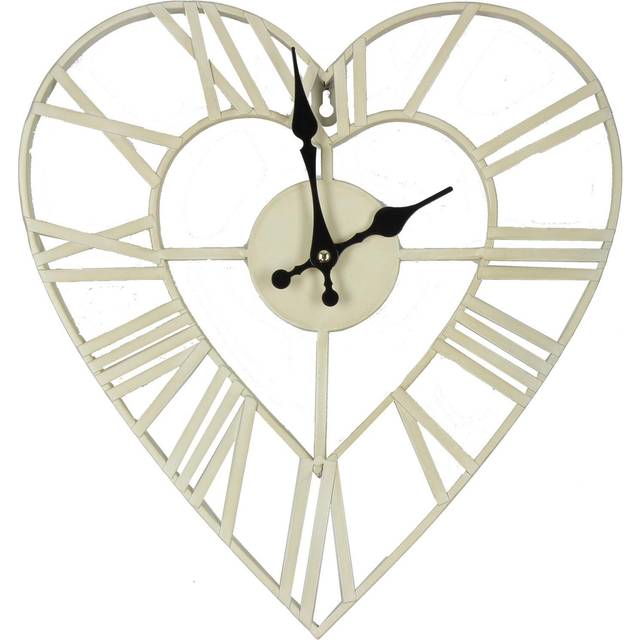 Metal Heart Cream Wall Clock
