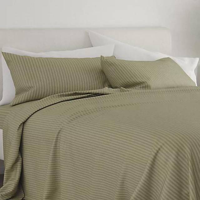 ienjoy Home Embossed 4 Piece Sheet Set  King  Stripe Sage