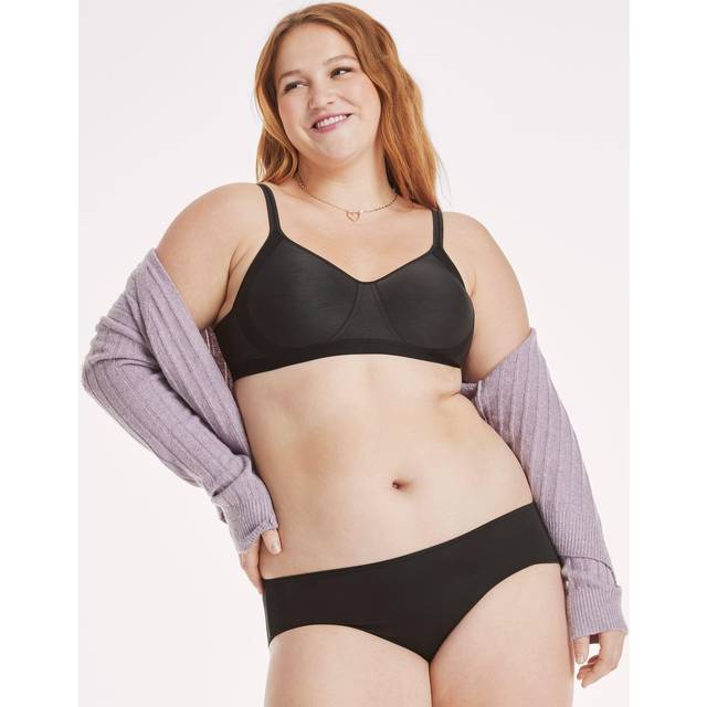 Hanes Womens X-Temp Wireless cooling Mesh  Full-coverage  convertible T-Shirt Bra  Black  Small