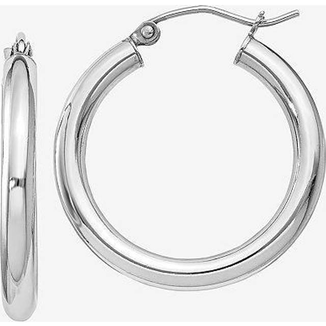 Reflection Beads QE808 3 mm Sterling Silver Rhodium-Plated Round Hoop Earrings