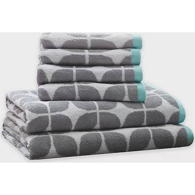 Intelligent Design Lita Cotton Bathroom Towels, Jacquard Highly Absorbent Bath Towel Set, 6-Piece Include 2 Bath Towels & 4 Hand Towels, Dark Grey