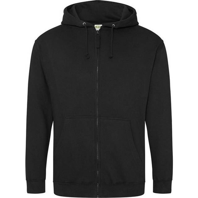 (2XL, Deep Black) Awdis Plain Mens Hooded Full Zip Hoodie / Zoodie