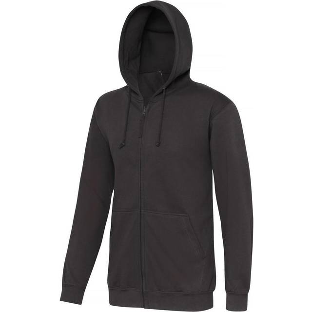 (2XL, Storm Grey) Awdis Plain Mens Hooded Full Zip Hoodie / Zoodie