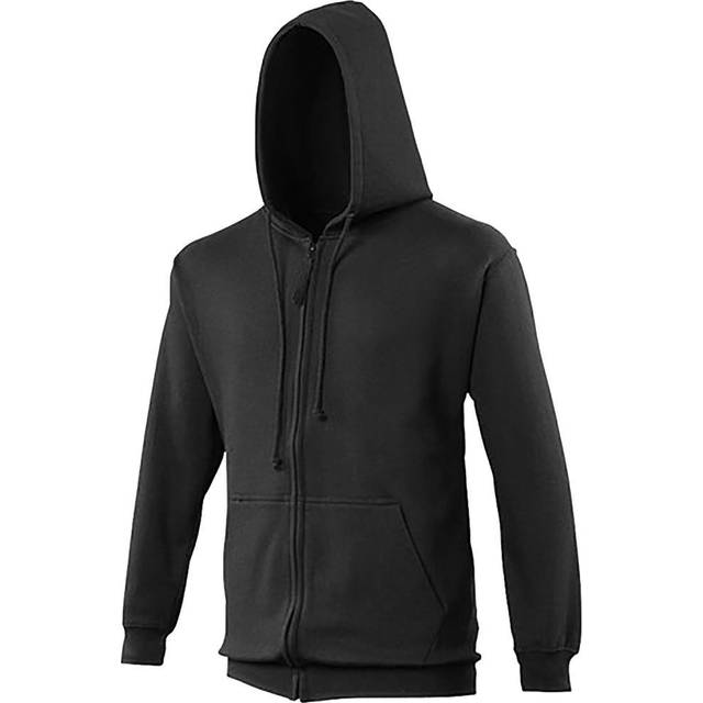 (S, Black Smoke) Awdis Plain Mens Hooded Full Zip Hoodie / Zoodie