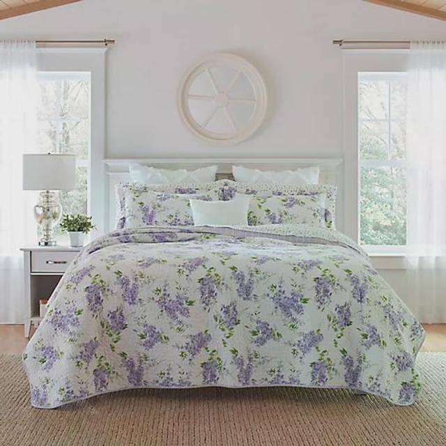 Laura Ashley Home - Keighley Collection - Quilt Set - 100% Cotton  Reversible  Lightweight Bedding with Matching Shams  Pre-Washed for Added Softness