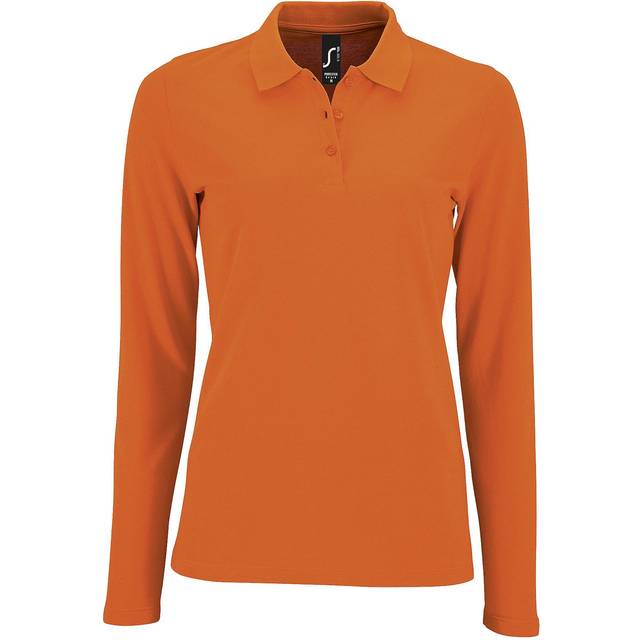 (XL, Orange) SOLS Womens/Ladies Perfect Long Sleeve Pique Polo Shirt