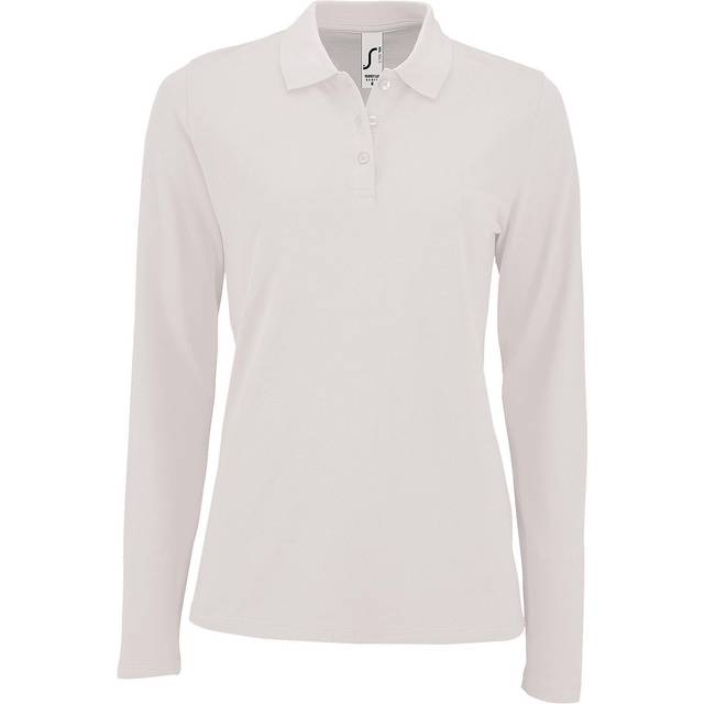 (XL, White) SOLS Womens/Ladies Perfect Long Sleeve Pique Polo Shirt