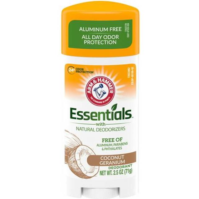 ARM & HAMMER Essentials Deodorant, with Natural Deodorizers, Coconut Geranium, 2.5 OZ