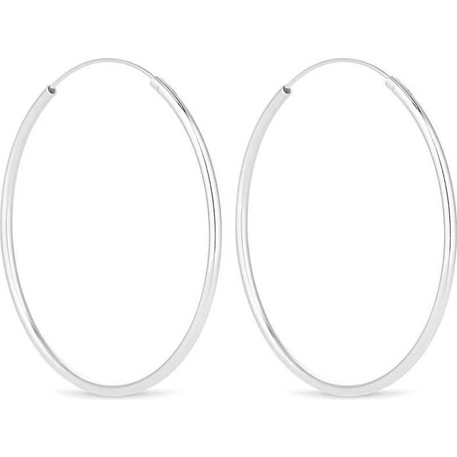 Simply Silver Large Hoop Earrings, Silver