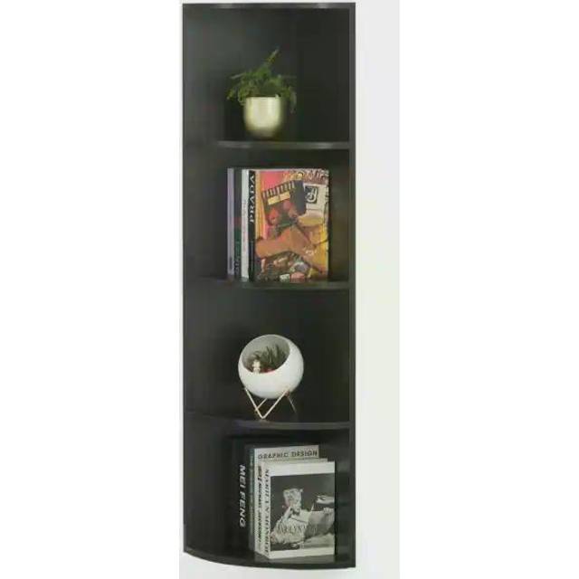 Basicwise QI003553.BK 51 x 11.75 x 11.75 in. Wall Corner 4 Tier Shelves Bookcase, Black