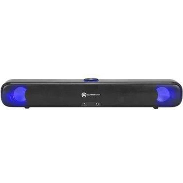 GOgroove PC-Soundbar-högtalare: 2.0 bärbar stereohögtalare med inbyggda ljudportar, upplyst LED-strömbrytare, USB-strömförsörjning för PC och datorer