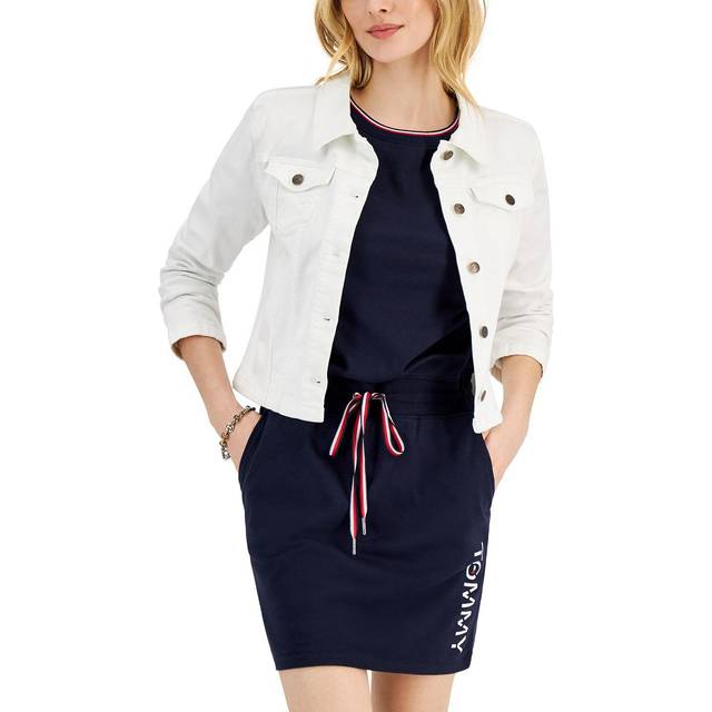 Tommy Hilfiger Women's Stretch Denim Jacket  Bright White  X-Small