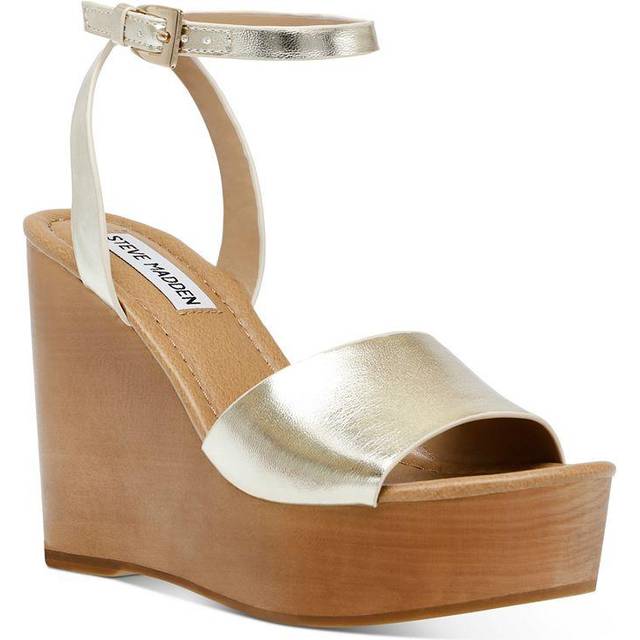 Steve Madden Women's Welsh Heeled Sandal  Gold Leather  9.5