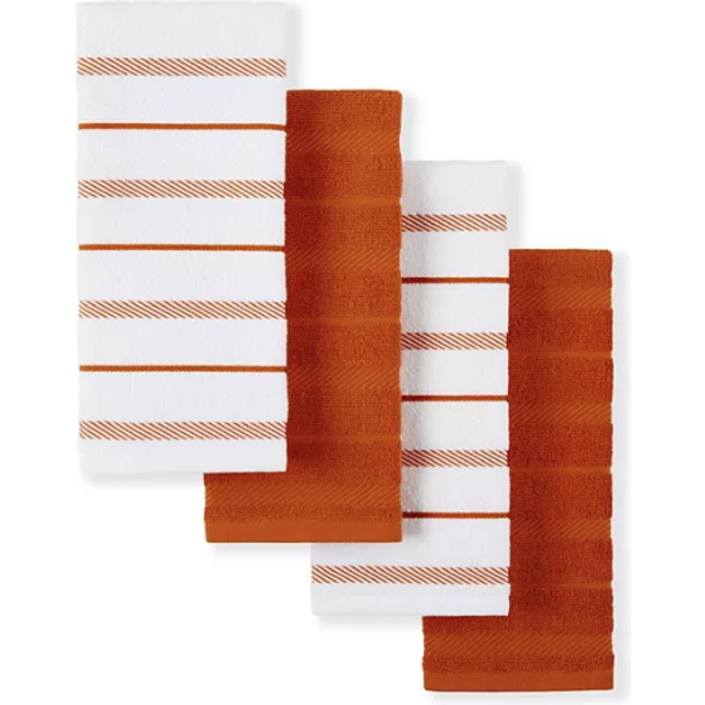 "KitchenAid Albany Kitchen Towel 4-Pack Set  Honey Orange/White  16""""""""x26"""""""""