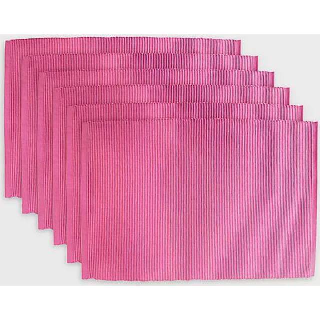 DII Basic Everyday ribbad bordsskiva 100% bomull, set med bordstablett, 13 x 19, flamingo, 6 delar